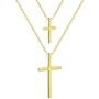 Jertom 14K Gold Plated Necklace, Double Layered Pendants, Fashion Jewelry for Women Girls
