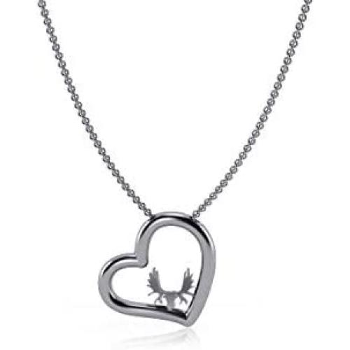 Dayna Designs Moose Heart Necklace - Sterling Silver Jewelry Small for Women/Girls
