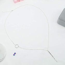 TseanYi Long Bar Drop Necklace Silver Circle Karma Pendant Chain Necklace Vintage Chain Necklaces Jewelry for Women and Girls