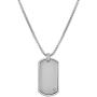 Geoffrey Beene Stainless Steel Mens Engravable Dog Tag Pendant Box Chain Necklace with Cubic Zirconia Stone