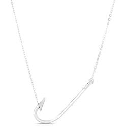 Unique Royal Jewelry 925 Sterling Silver High Polish Nautical Ocean Sea Fishing Hook Pendant and Necklace with Continuous Adjustable Length 16'' to 20''.