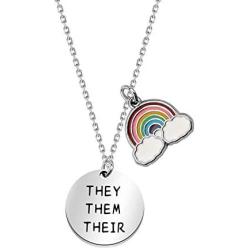 CYTING They Them Their Pronoun Gender Identity Transgender Necklace LGBTQ LGBT Jewelry Gay Lesbian Gift For Transitioning Friends