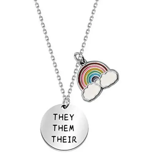 CYTING They Them Their Pronoun Gender Identity Transgender Necklace LGBTQ LGBT Jewelry Gay Lesbian Gift For Transitioning Friends CYTING They Them Their Pronoun Gender Identity Transgender Necklace LGBTQ LGBT Jewelry Gay Lesbian Gift For Transitioning Friends