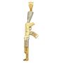 AMZ Jewelry 10k Yellow Gold AK 47 Pendant Gold Rifle Necklace Pendant Vertical Gun