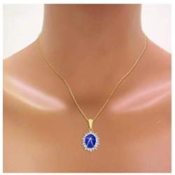 RYLOS Necklaces for Women 925 Silver Princess Diana Inspired Necklace Gemstone & Genuine Diamonds Pendant With 18'' Chain 9X7MM Birthstone Womens Jewelry Gold Necklaces For Women