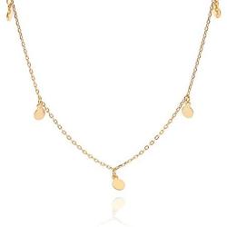 Tiny Heart Star Moon Cross Infinity Love Pendant Necklace for Women Girls Kids 925 Sterling Silver 14K Gold Plated Simple Mini Cute Petite Choker Tassel Chain Multiple Jewelry Set (Gold Coin Choker)