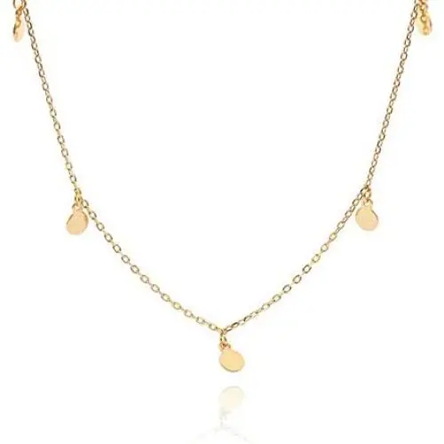 Tiny Heart Star Moon Cross Infinity Love Pendant Necklace for Women Girls Kids 925 Sterling Silver 14K Gold Plated Simple Mini Cute Petite Choker Tassel Chain Multiple Jewelry Set (Gold Coin Choker)