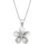 Honolulu Jewelry Company Sterling Silver Plumeria CZ Pendant Necklace with 18'' Box Chain