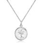 Sterling Silver Polished Palm Tree Summer Medallion Coin Round Pendant Necklace