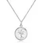 Sterling Silver Polished Palm Tree Summer Medallion Coin Round Pendant Necklace Sterling Silver Polished Palm Tree Summer Medallion Coin Round Pendant Necklace