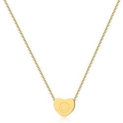 Heart Initial Necklace, 14k Gold A-Z 26 Alphabet Pendant for Women Teen Girls, 15''+2'' Adjustable Personalized Letter Pendant, Tiny Cute Necklaces for Kids Child