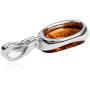 Amber Sterling Silver Oval Pendant Necklace Chain18''