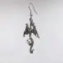 Gothic Dragon Dangle Earrings Silver Finish Pewter Mystical Jewelry