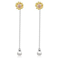 POPKIMI Pearl Earrings for Women 925 Sterling Silver Dangle Drop Earrings