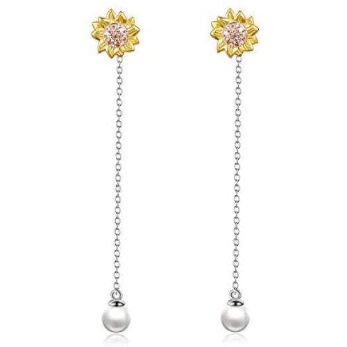 POPKIMI Pearl Earrings for Women 925 Sterling Silver Dangle Drop Earrings