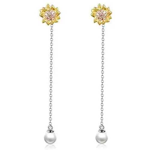 POPKIMI Pearl Earrings for Women 925 Sterling Silver Dangle Drop Earrings