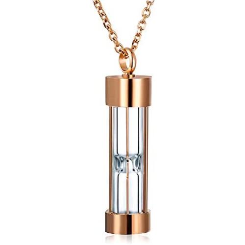 CHISMORL Glass Hourglass Cremation Pendant Necklace Stainless Steel Memorial Ashes Urn Keepsake Jewelry