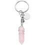 CrystalTears Semi-Precious Stone Keychain Chakra Healing Crystals Angel Reiki Pendulum Hexagonal Point Keyring Handbag Decor