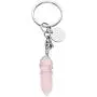 CrystalTears Semi-Precious Stone Keychain Chakra Healing Crystals Angel Reiki Pendulum Hexagonal Point Keyring Handbag Decor
