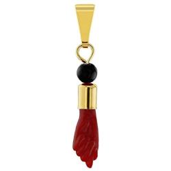 In Season Jewelry 18k Gold Plated Red Figa Hand Good Luck Evil Eye Protection Charm