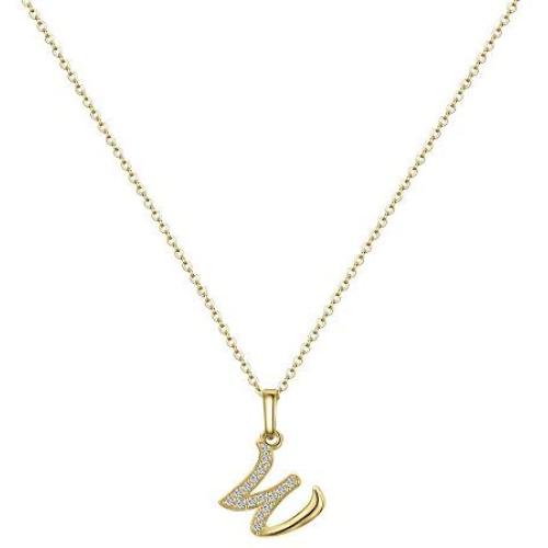 Hidepoo Initial Necklace for Women – 14k Gold Filled Dainty Cubic Zirconia Monogram Letter Pendant Necklace Tiny Cursive Uppercase 26 Alphabet Initial Necklace Charm Jewelry Gifts for Girls Bridesmaid