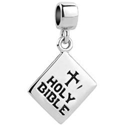 SBI Jewelry Cross Holy Bible Charm for Bracelets Book Dangle Charm Engraved Matthew 19:26 Gift for Women Girls Mom Birthday