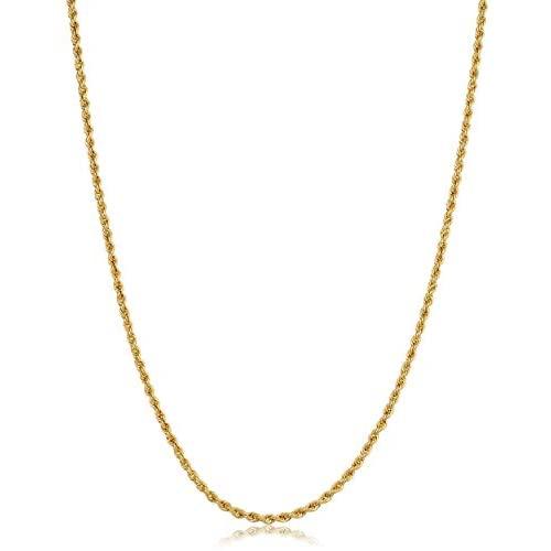 10k Yellow or White Gold 1.8 mm Classic Rope Chain Necklace for Men and women (14, 16, 18, 20, 22, 24, 26 or 30 inch)