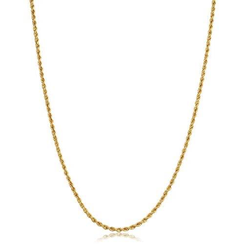 10k Yellow or White Gold 1.8 mm Classic Rope Chain Necklace for Men and women (14, 16, 18, 20, 22, 24, 26 or 30 inch)