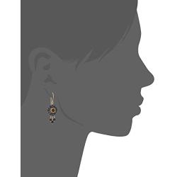 Miguel Ases Womens 3D Dahlia Triple Onyx Wrap Dangle Obsidian Rose Gold Drop Earrings