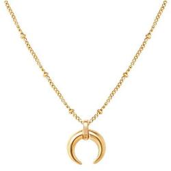 Tiny Horn Choker Crescent Moon Pendant Necklace for Women Girls Men 925 Sterling Silver 14K Gold Plated Open Heart Karma Full Waning Half Moon Boho Ball Bead Chain Minimalist Delicate Jewelry Gift