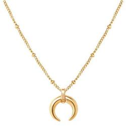 Tiny Horn Choker Crescent Moon Pendant Necklace for Women Girls Men 925 Sterling Silver 14K Gold Plated Open Heart Karma Full Waning Half Moon Boho Ball Bead Chain Minimalist Delicate Jewelry Gift