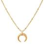 Tiny Horn Choker Crescent Moon Pendant Necklace for Women Girls Men 925 Sterling Silver 14K Gold Plated Open Heart Karma Full Waning Half Moon Boho Ball Bead Chain Minimalist Delicate Jewelry Gift