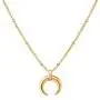 Tiny Horn Choker Crescent Moon Pendant Necklace for Women Girls Men 925 Sterling Silver 14K Gold Plated Open Heart Karma Full Waning Half Moon Boho Ball Bead Chain Minimalist Delicate Jewelry Gift
