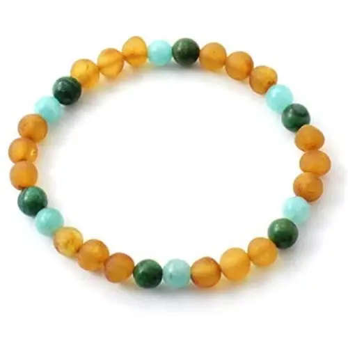 TipTopEco Amber Stretch Bracelet with Semi Precious Stones - for Adults (Men and Women) - 7 Inches Long - Raw Cognac Beads TipTopEco Amber Stretch Bracelet with Semi Precious Stones - for Adults (Men and Women) - 7 Inches Long - Raw Cognac Beads