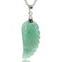 Amandastone 35MM Natural Gemstone Handmade Carved Angel Wing Pendant Necklaces 18 Inch