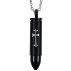 Dreamstone Stainless Steel Cross Bullet Pendant Necklace,Urn Necklaces for Cremation Ashes,Free Chain 20''