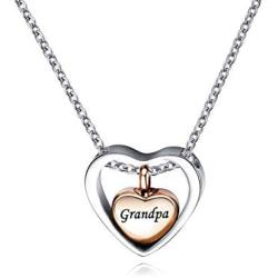 QeenseKc Rose Gold Double Heart Urn Necklaces for Human Pet Ashes Cremation Jewelry for Ashes Keepsake Memorial Pendant Jewelry