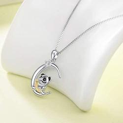 YFN Panda Necklace 925 Sterling Silver Panda Necklace Panda Bamboo Pendant Jewelry for Women Gift