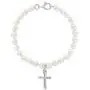925 Sterling Silver Jewelry Set Girl Cross Simulated Pearl 15'' Necklace Bracelet 925 Sterling Silver Jewelry Set Girl Cross Simulated Pearl 15'' Necklace Bracelet