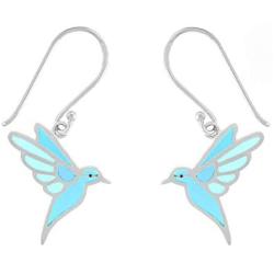 Boma Jewelry Sterling Silver Blue Resin Bird Dangle Earrings