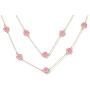 Bling Jewelry White Pink Orange Flower Long Gold Plated Crystal Accent Station Chain Wrap Layer Clover Necklace for Women 40 Inch