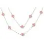 Bling Jewelry White Pink Orange Flower Long Gold Plated Crystal Accent Station Chain Wrap Layer Clover Necklace for Women 40 Inch