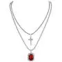 Ingemark Cross Birthstone Gem Pendant Necklace Trendy Silver Chain Choker Necklace Set