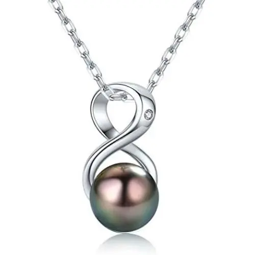 CHAULRI Infinity Tahitian Black Pearl Pendant Necklace 18K Gold Plated 925 Sterling Silver- Birthday Anniversary Jewelry Gifts for Women Wife Mom Daughter CHAULRI Infinity Tahitian Black Pearl Pendant Necklace 18K Gold Plated 925 Sterling Silver- Birthday Anniversary Jewelry Gifts for Women Wife Mom Daughter
