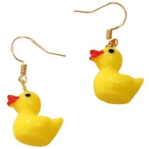 Funny Resin Little Duckie Pendant Earrings Creative Cartoon Cute Little Yellow Duck Earrings for Women Girl Jewelry