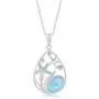 Starfish Pear-Shaped Caribbean Natural Larimar Gemstone and Blue Cubic Zirconia Sterling Silver Pendant 18’’ Necklace Jewelry for Women or Teens Starfish Pear-Shaped Caribbean Natural Larimar Gemstone and Blue Cubic Zirconia Sterling Silver Pendant 18’’ Necklace Jewelry for Women or Teens
