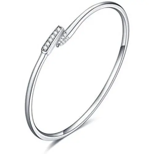 LUHE Dainty Open Cuff Bracelets Sterling Silver Plain Polished Finish Open Cuff Bangle Jewelry Gift for Women Tenns Girls fit Wrist from 5.5-7.6 in Circumference LUHE Dainty Open Cuff Bracelets Sterling Silver Plain Polished Finish Open Cuff Bangle Jewelry Gift for Women Tenns Girls fit Wrist from 5.5-7.6 in Circumference
