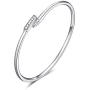 LUHE Dainty Open Cuff Bracelets Sterling Silver Plain Polished Finish Open Cuff Bangle Jewelry Gift for Women Tenns Girls fit Wrist from 5.5-7.6 in Circumference