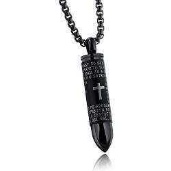 UMtrade Memorial Keepsake Cremation Urn Ashes Necklace Bullet Spanish Version Lords Prayer Pendant