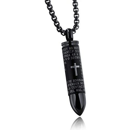 UMtrade Memorial Keepsake Cremation Urn Ashes Necklace Bullet Spanish Version Lords Prayer Pendant